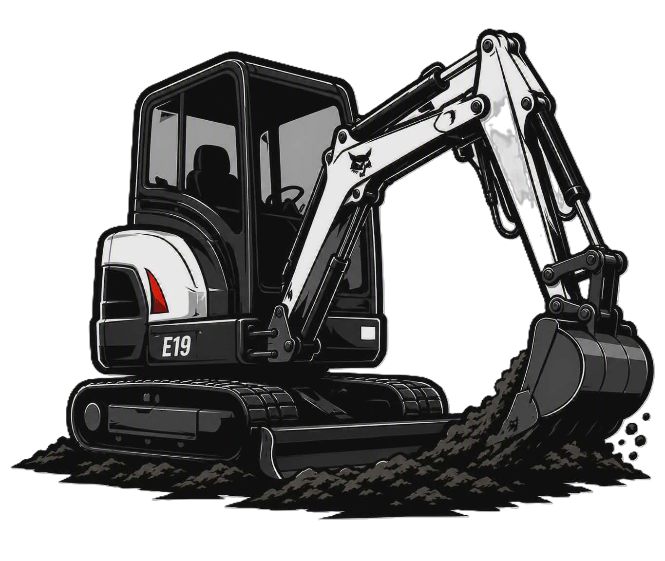 Minikoparka Bobcat E19 podczas prac ziemnych